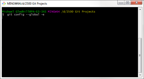 Figure 3.35 - Git bash with open text editor